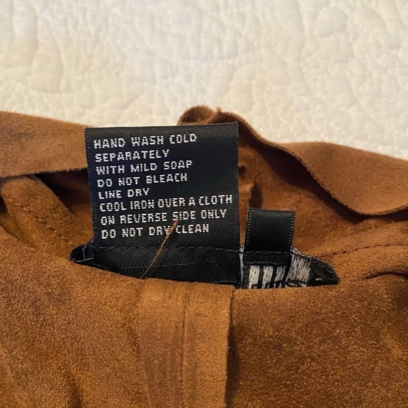 Live A Little Faux Suede Drape Front Brown Jacket NEW - Large - Picture 6 of 11